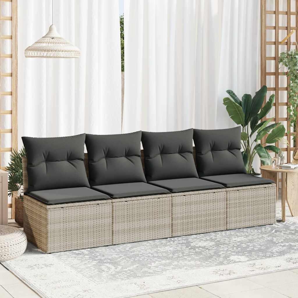 Thumbnail - vidaXL 2-tlg. Garten-Sofagarnitur mit Kissen Hellgrau Poly Rattan