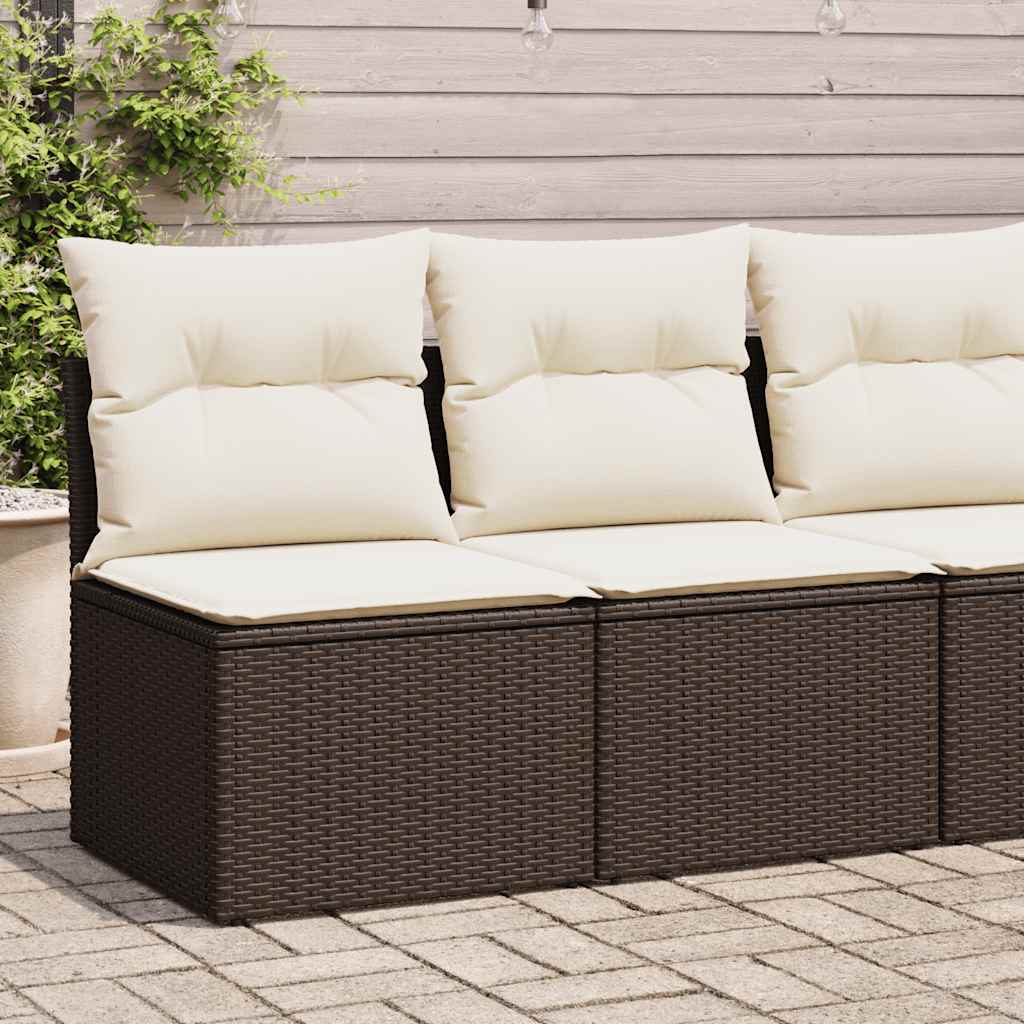 vidaXL 4-tlg. Garten-Sofagarnitur mit Kissen Braun Poly Rattan Akazie