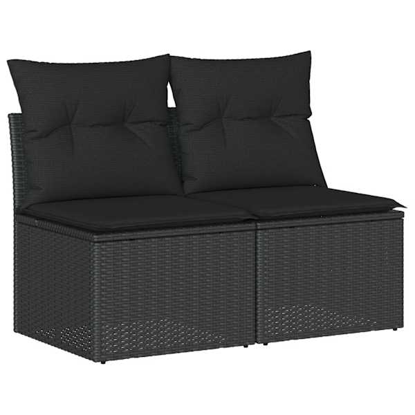 vidaXL 2-osaline aiadiivani komplekt patjadega, must, rotang/akaatsia