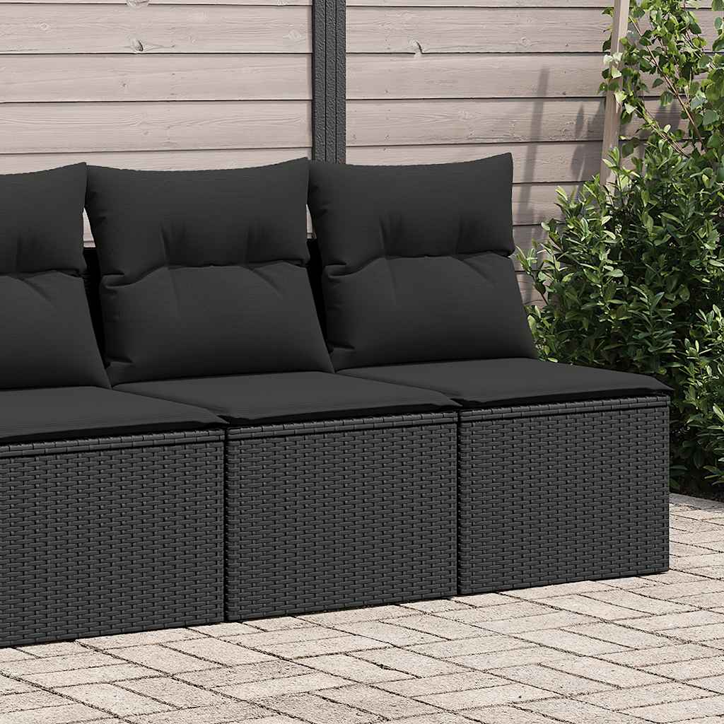 vidaXL 2-tlg. Garten-Sofagarnitur mit Kissen Schwarz Poly Rattan