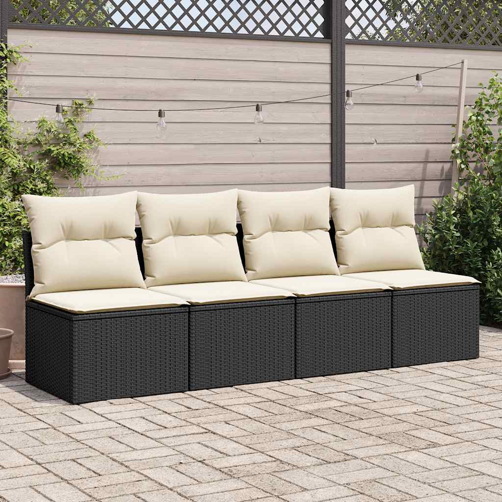 vidaXL 2-delige Loungeset met kussens poly rattan acacia zwart afbeelding