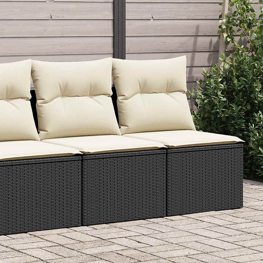 vidaXL 2-tlg. Garten-Sofagarnitur mit Kissen Schwarz Poly Rattan