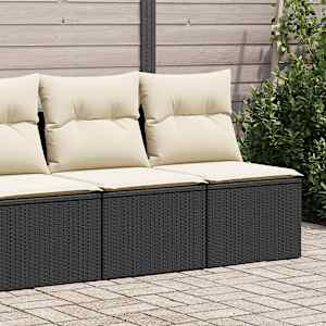 Vrtna sedežna garnitura z blazinami 2-delna črn ratan/akacija