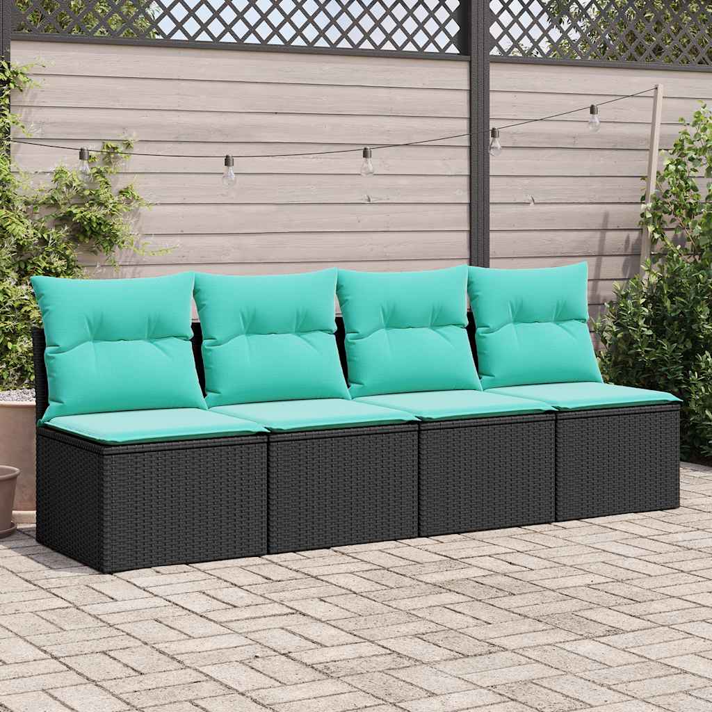 vidaXL 2-delige Loungeset met kussens poly rattan acacia zwart