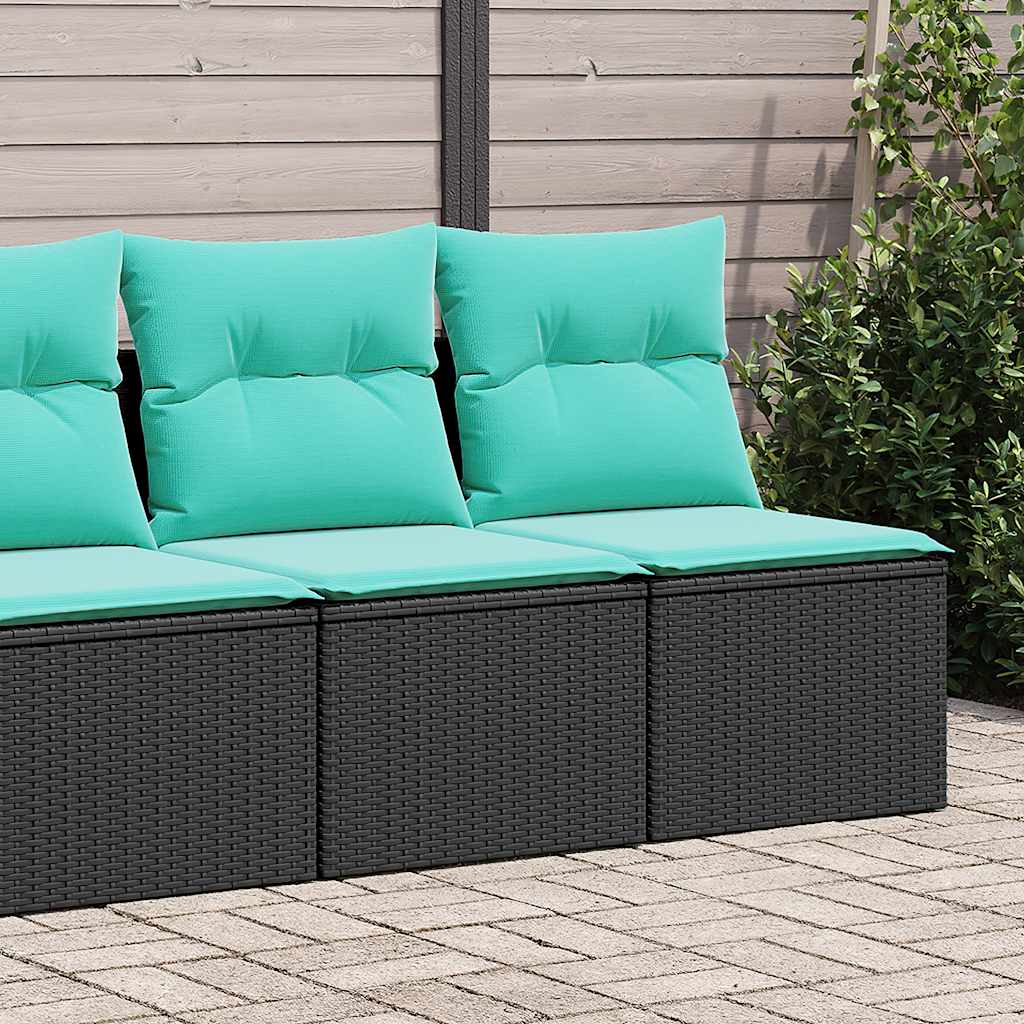 vidaXL 2-tlg. Garten-Sofagarnitur mit Kissen Schwarz Poly Rattan