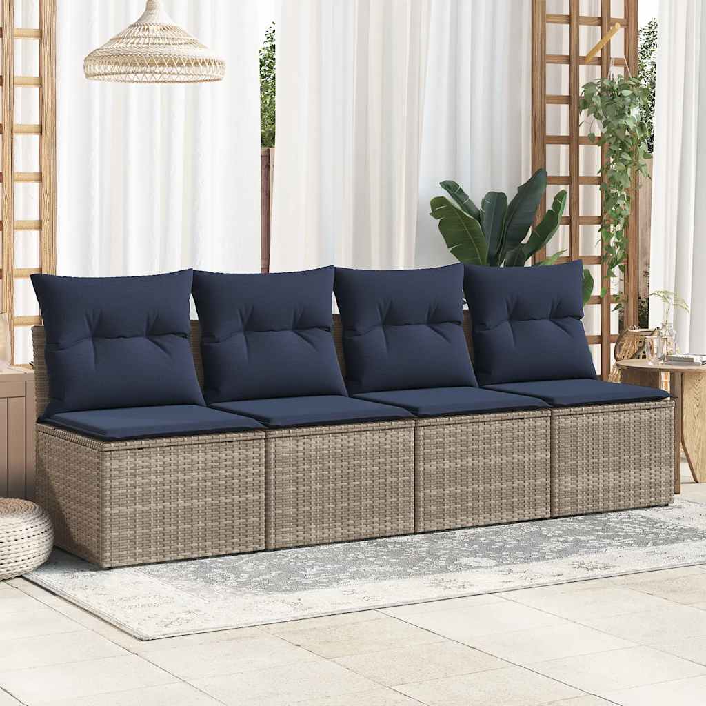 vidaXL 2-delige Loungeset met kussens poly rattan acacia grijs afbeelding
