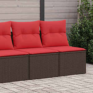 Vrtna sedežna garnitura z blazinami 2-delna rjav ratan/akacija