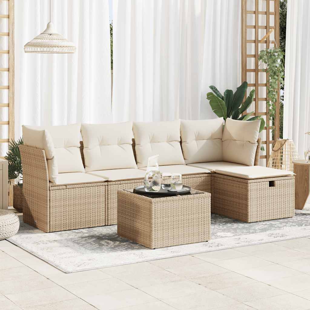 vidaXL Set canapele de grădină cu perne, 6 piese, bej, poliratan