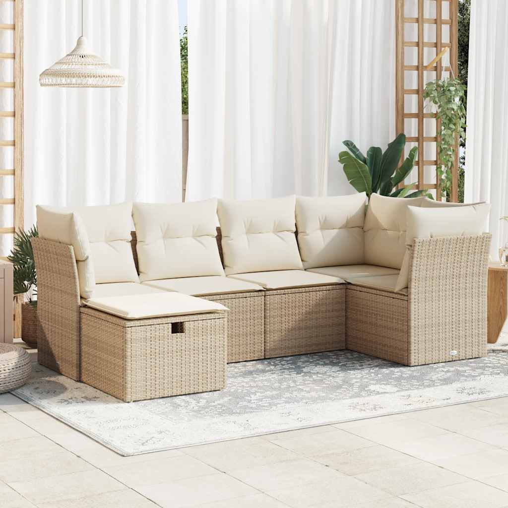 vidaXL Set canapele de grădină cu perne, 6 piese, bej, poliratan