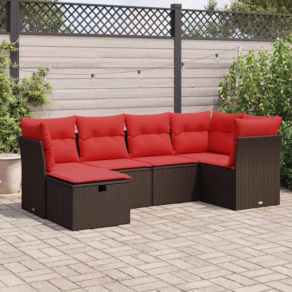 vidaXL Set canapele de grădină cu perne, 6 piese, maro, poliratan