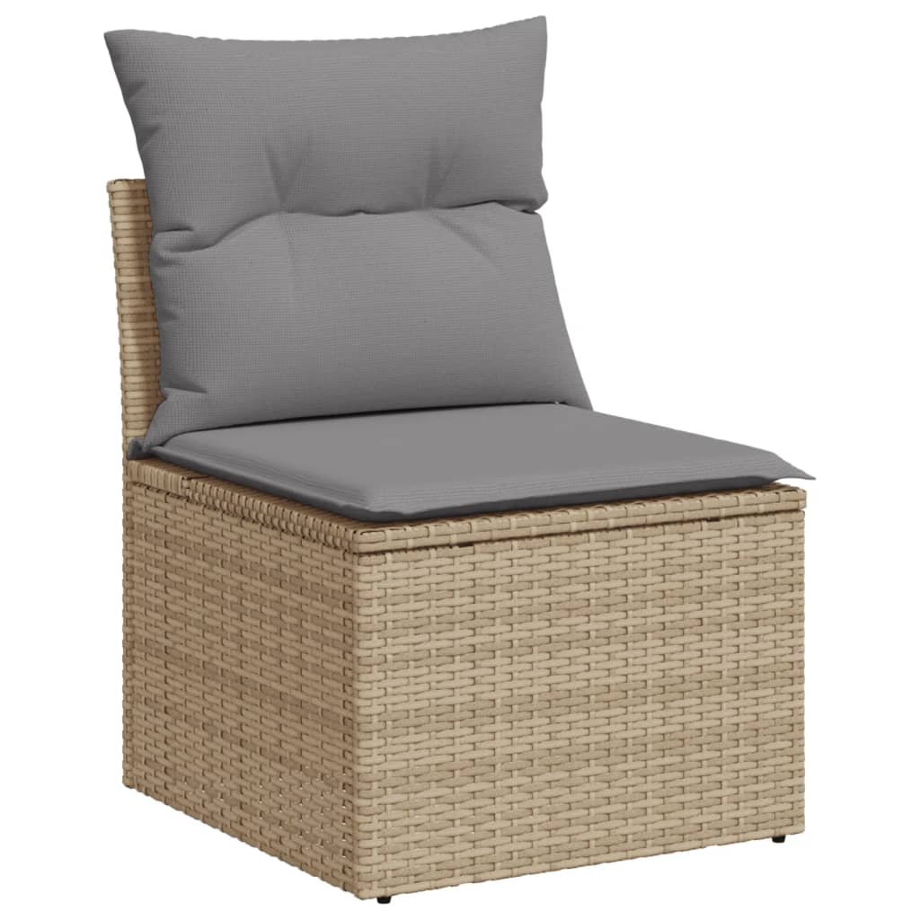 vidaXL 7-delige Loungeset met kussens poly rattan beige