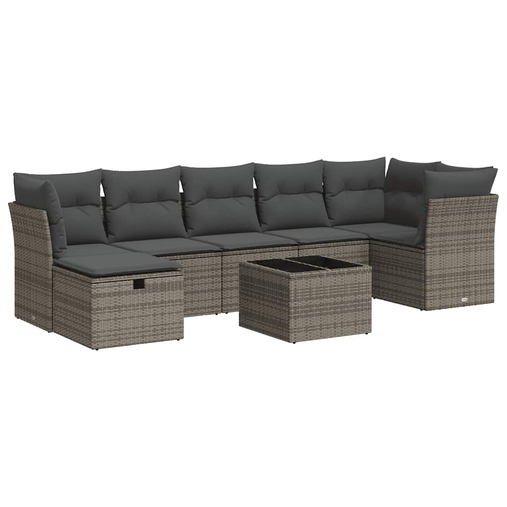 Thumbnail - vidaXL 8-tlg. Garten-Sofagarnitur mit Kissen Grau Poly Rattan