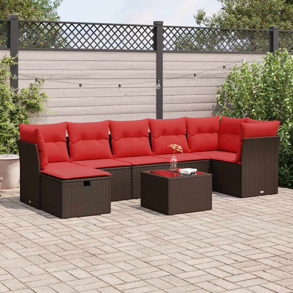 vidaXL Set canapele de grădină cu perne, 8 piese, maro, poliratan