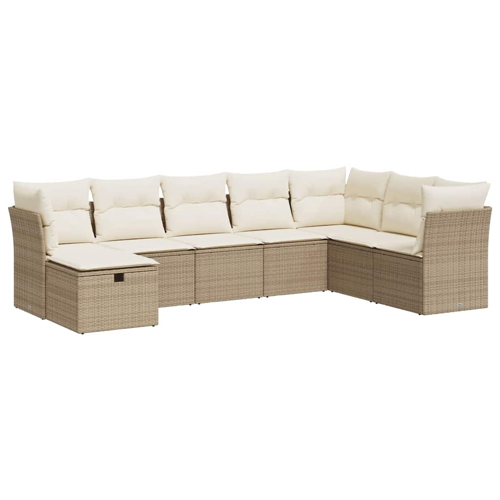 Thumbnail - vidaXL 8-tlg. Garten-Sofagarnitur mit Kissen Beige Poly Rattan