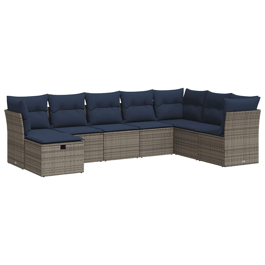 Thumbnail - vidaXL 8-tlg. Garten-Sofagarnitur mit Kissen Grau Poly Rattan