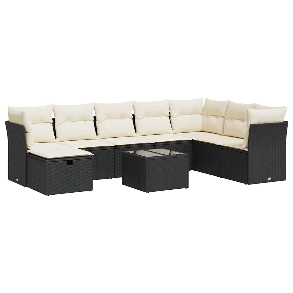Thumbnail - vidaXL 9-tlg. Garten-Sofagarnitur mit Kissen Schwarz Poly Rattan