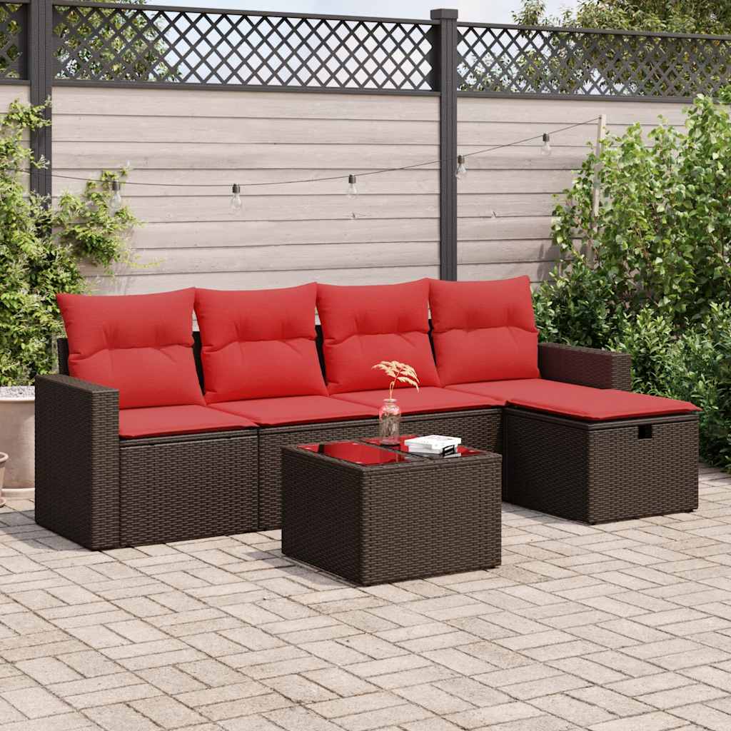 vidaXL Set canapele de grădină cu perne, 6 piese, maro, poliratan
