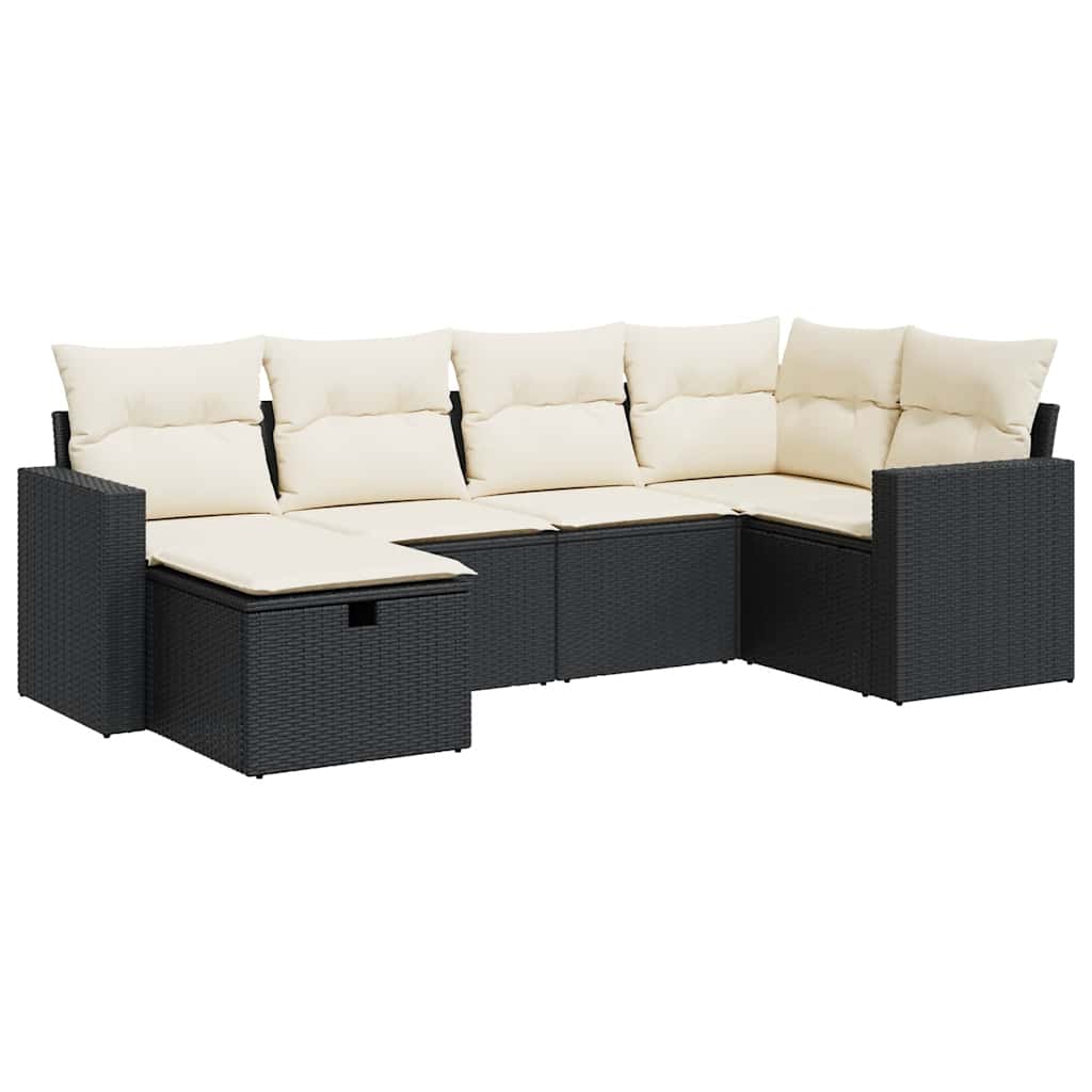 Thumbnail - vidaXL 6-tlg. Garten-Sofagarnitur mit Kissen Schwarz Poly Rattan
