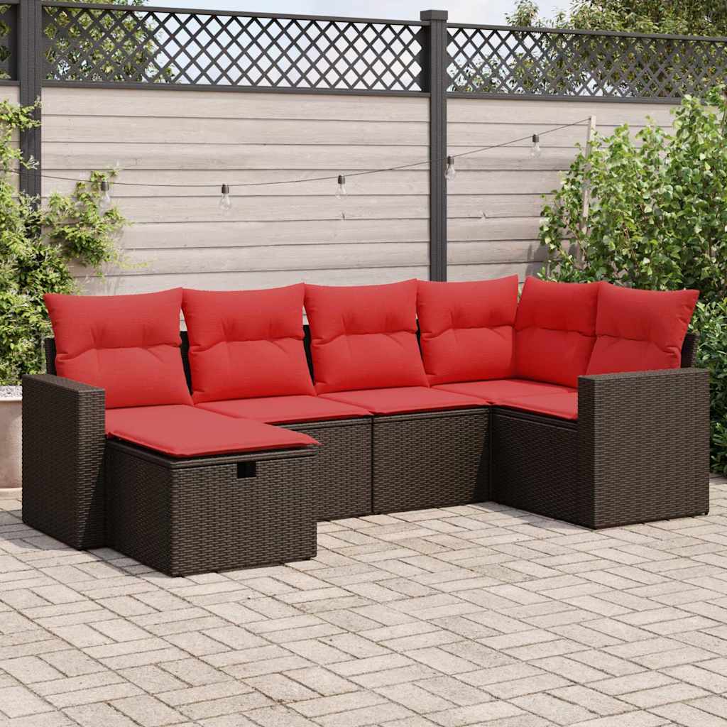 vidaXL Set canapele de grădină cu perne, 6 piese, maro, poliratan