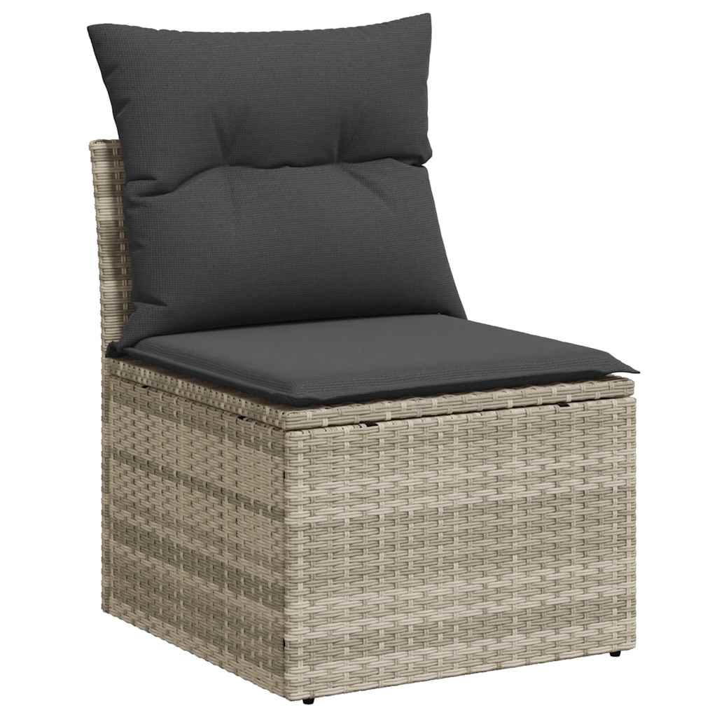 vidaXL 7-delige Loungeset met kussens poly rattan lichtgrijs