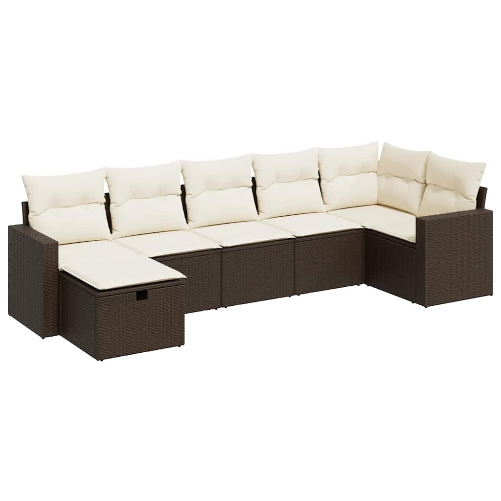 Thumbnail - vidaXL 7-tlg. Garten-Sofagarnitur mit Kissen Braun Poly Rattan