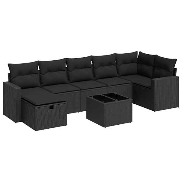 vidaXL 8-osaline aiadiivani komplekt patjadega, must, pol&uuml;rotang