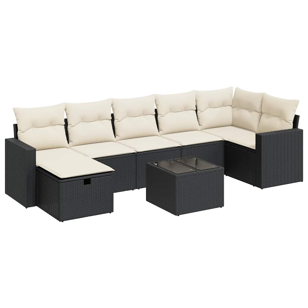 Thumbnail - vidaXL 8-tlg. Garten-Sofagarnitur mit Kissen Schwarz Poly Rattan