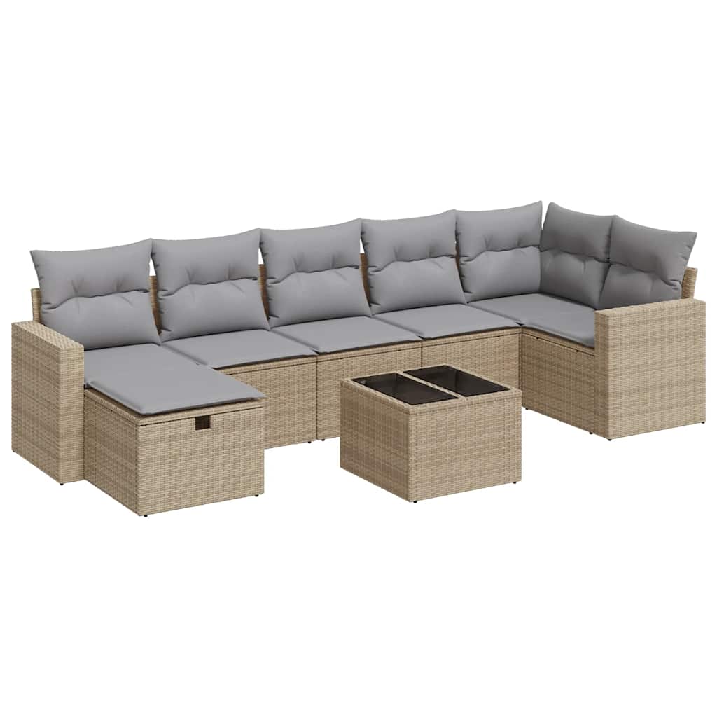 Thumbnail - vidaXL 8-tlg. Garten-Sofagarnitur mit Kissen Beige Poly Rattan