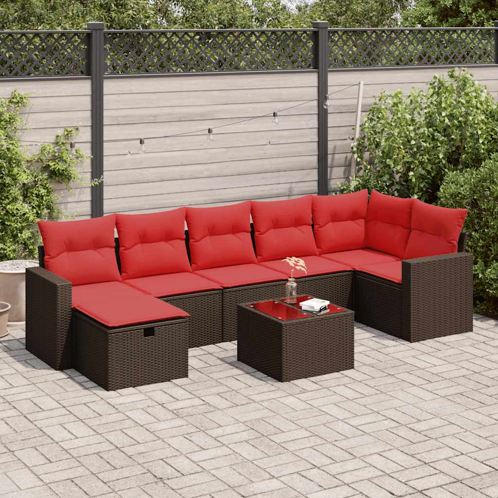 vidaXL Set canapele de grădină cu perne, 8 piese, maro, poliratan