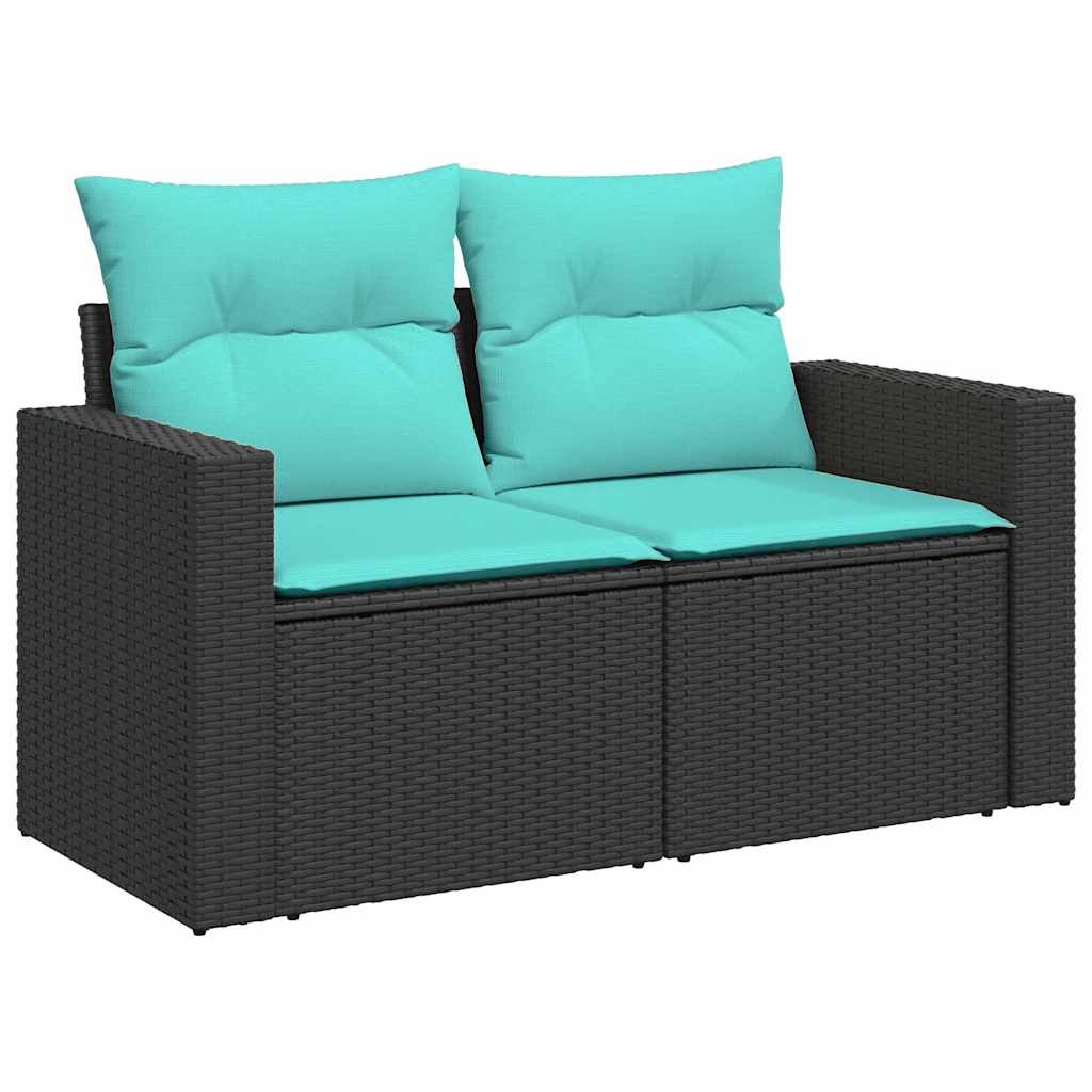 vidaXL 6-delige Loungeset met kussens poly rattan zwart