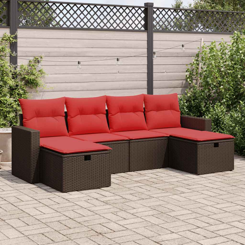 vidaXL Set canapele de grădină cu perne, 6 piese, maro, poliratan