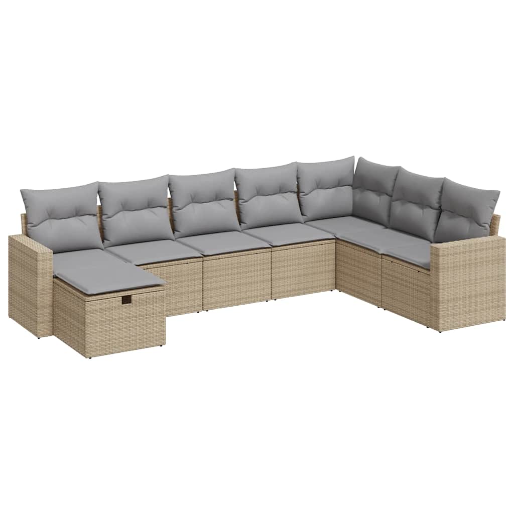 Thumbnail - vidaXL 8-tlg. Garten-Sofagarnitur mit Kissen Beige Poly Rattan