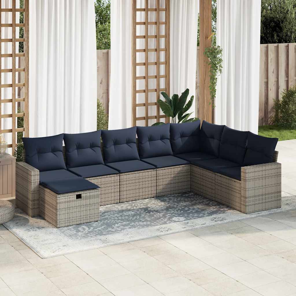 vidaXL Set canapele de grădină cu perne, 8 piese, gri, poliratan