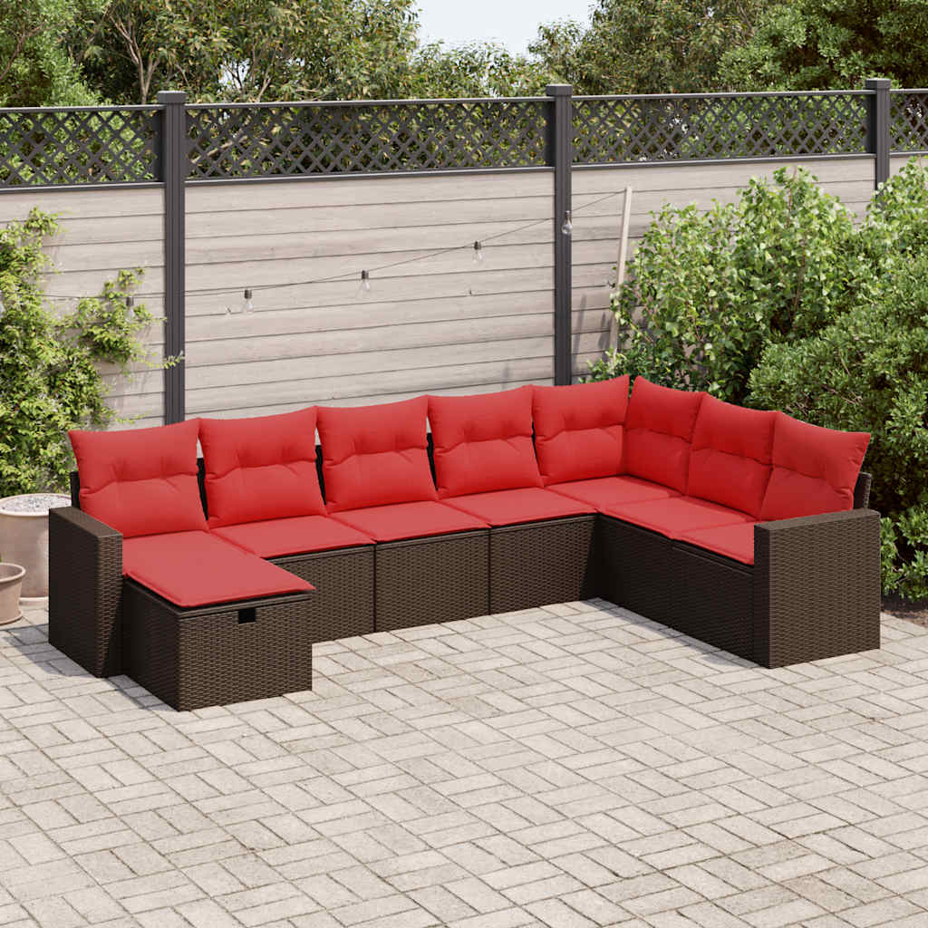 vidaXL Set canapele de grădină cu perne, 8 piese, maro, poliratan