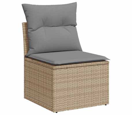 vidaXL 9-tlg. Garten-Sofagarnitur mit Kissen Beige Poly Rattan