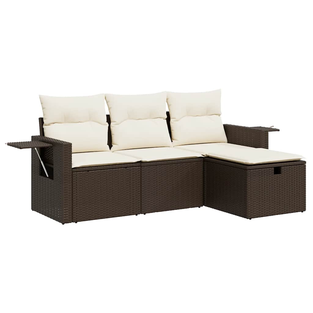 Thumbnail - vidaXL 4-tlg. Garten-Sofagarnitur mit Kissen Braun Poly Rattan