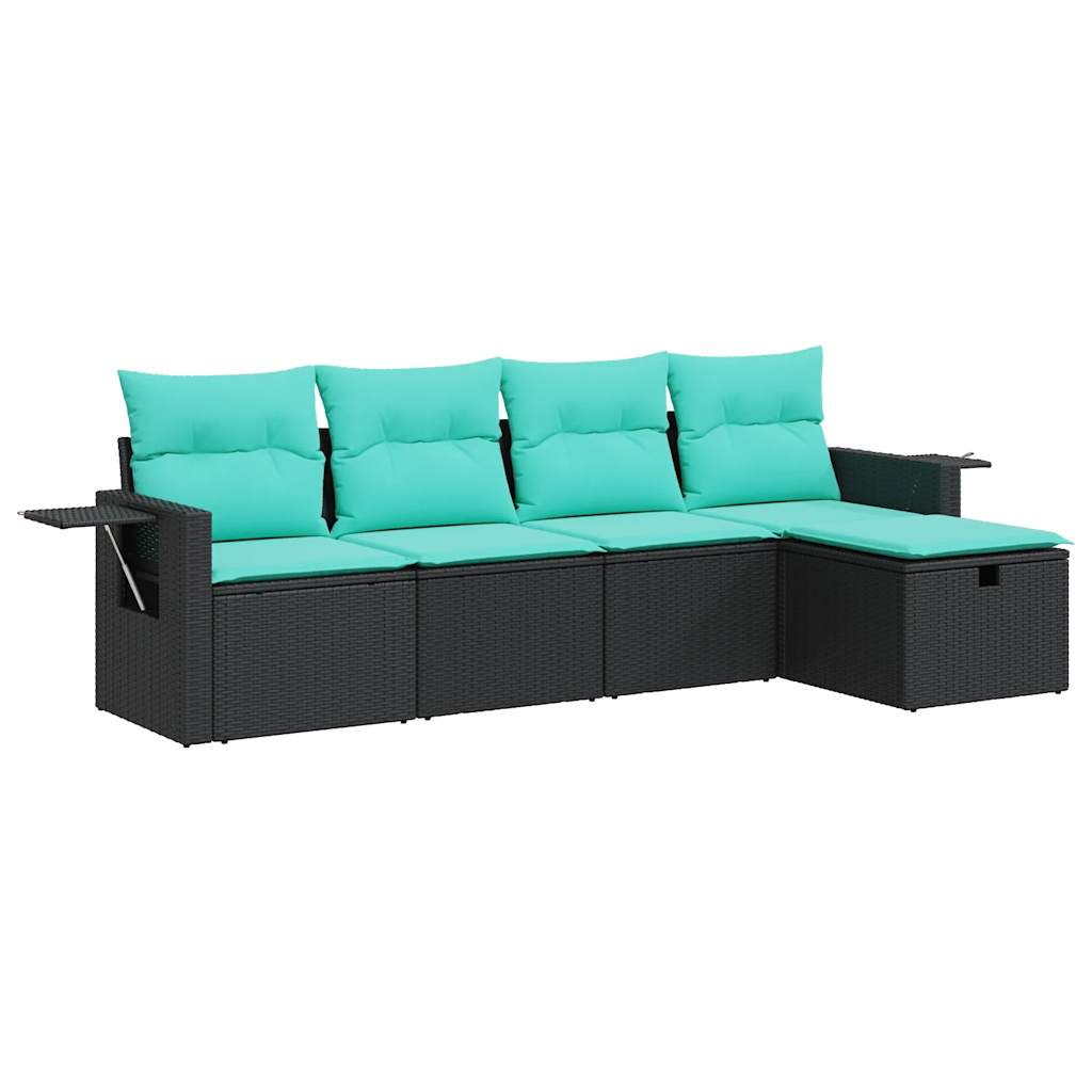 Thumbnail - vidaXL 5-tlg. Garten-Sofagarnitur mit Kissen Schwarz Poly Rattan