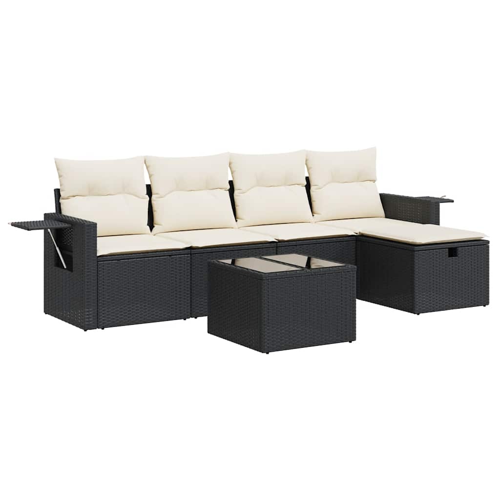 Thumbnail - vidaXL 6-tlg. Garten-Sofagarnitur mit Kissen Schwarz Poly Rattan