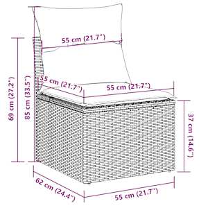 6dílná zahradní sedací souprava s poduškami černá polyratan - obrázek 14