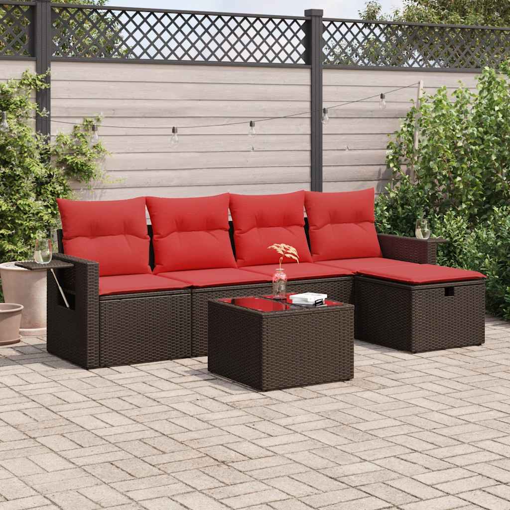 vidaXL Set canapele de grădină cu perne, 6 piese, maro, poliratan