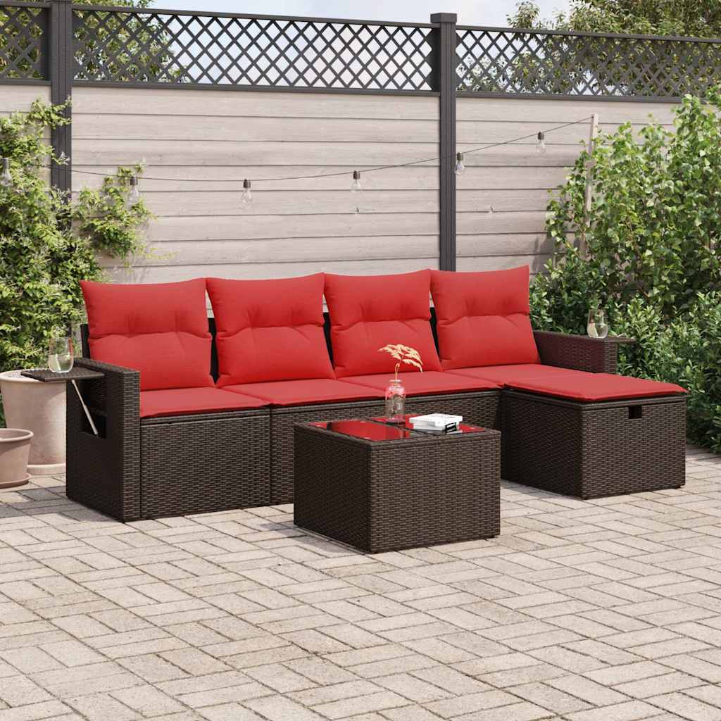 vidaXL Set canapele de grădină cu perne, 6 piese, maro, poliratan