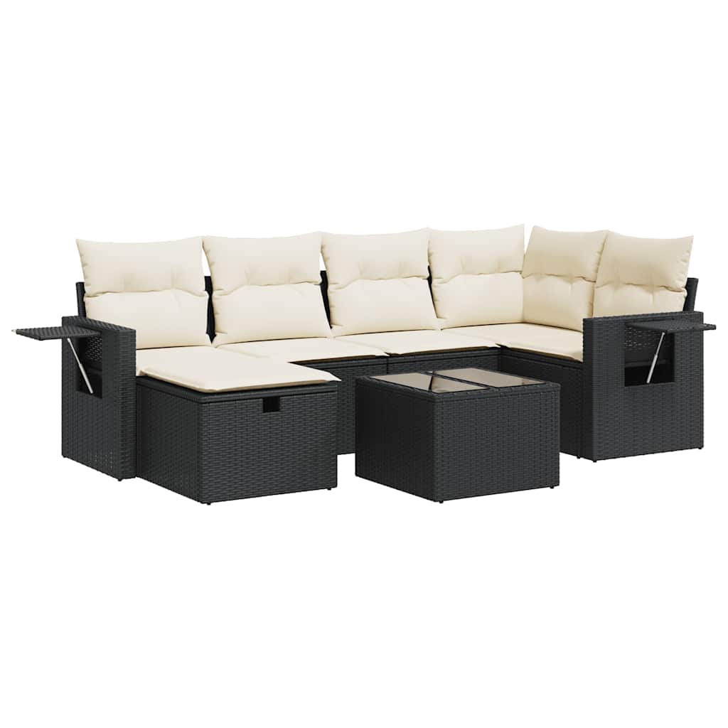 Thumbnail - vidaXL 7-tlg. Garten-Sofagarnitur mit Kissen Schwarz Poly Rattan