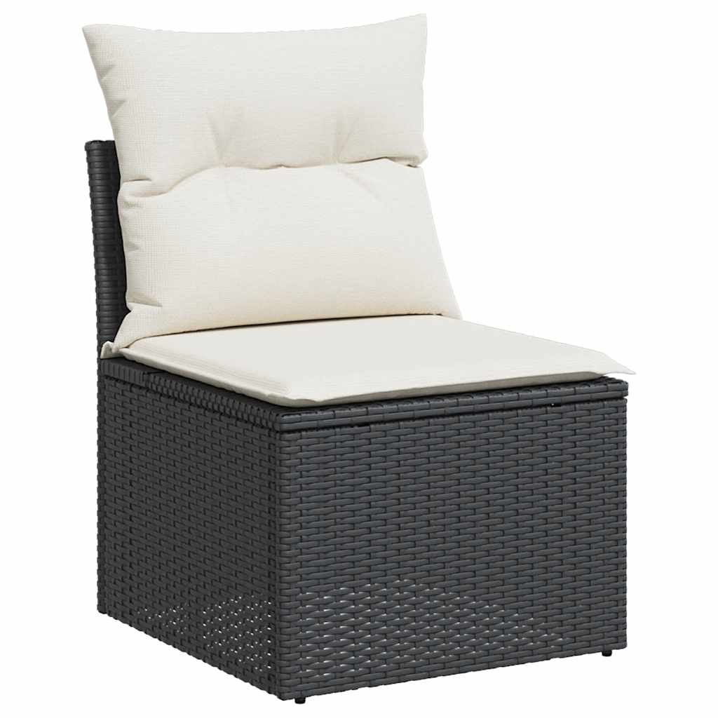 vidaXL 7-delige Loungeset met kussens poly rattan zwart afbeelding