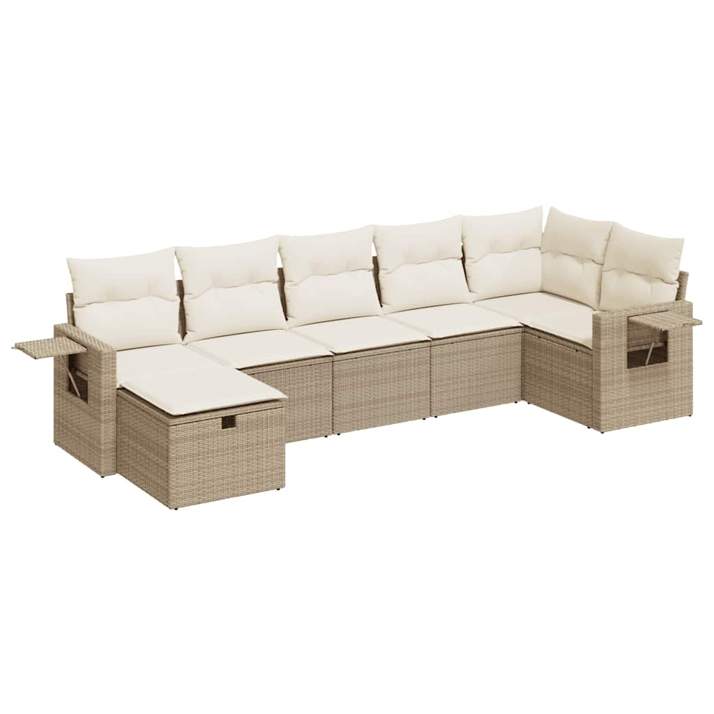 Thumbnail - vidaXL 7-tlg. Garten-Sofagarnitur mit Kissen Beige Poly Rattan