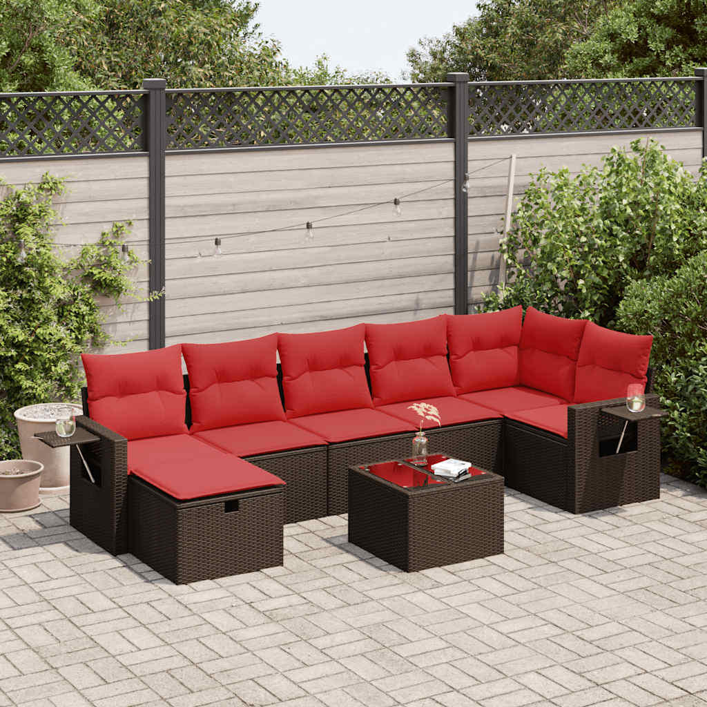 vidaXL Set canapele de grădină cu perne, 8 piese, maro, poliratan