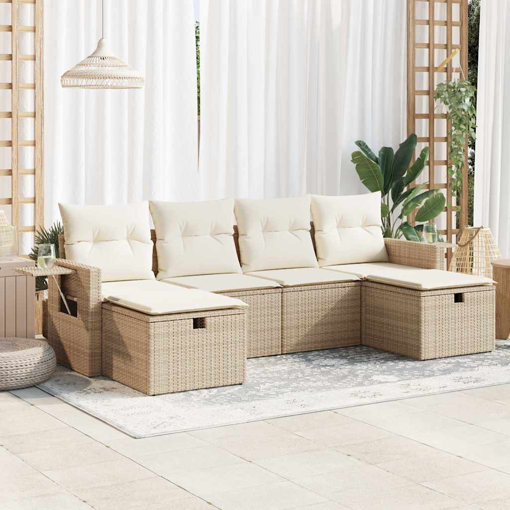 vidaXL Set canapele de grădină cu perne, 6 piese, bej, poliratan