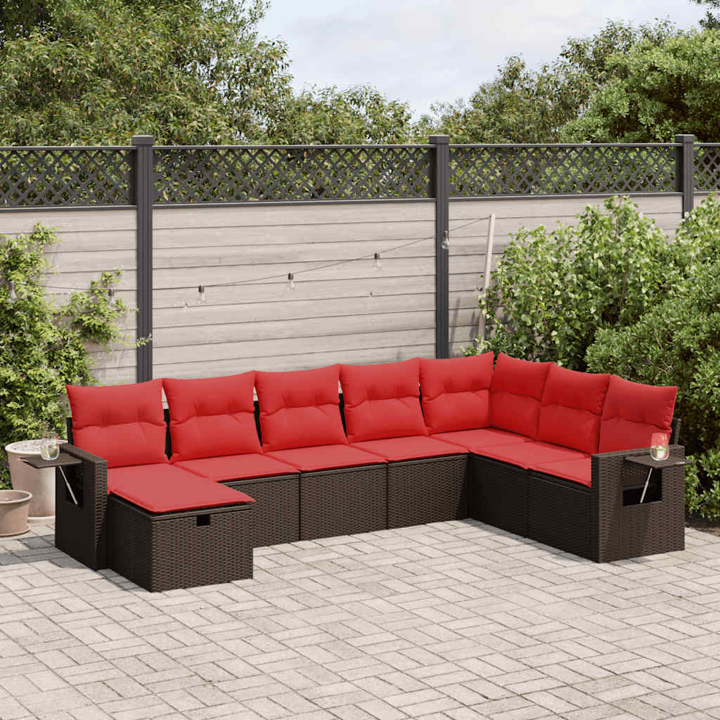 vidaXL Set canapele de grădină cu perne, 8 piese, maro, poliratan
