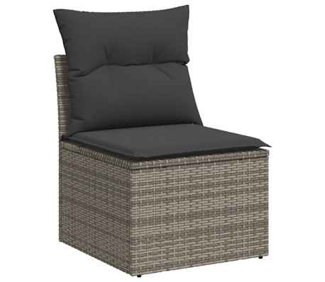 vidaXL Salon de jardin 9 pcs avec coussins gris r&eacute;sine tress&eacute;e