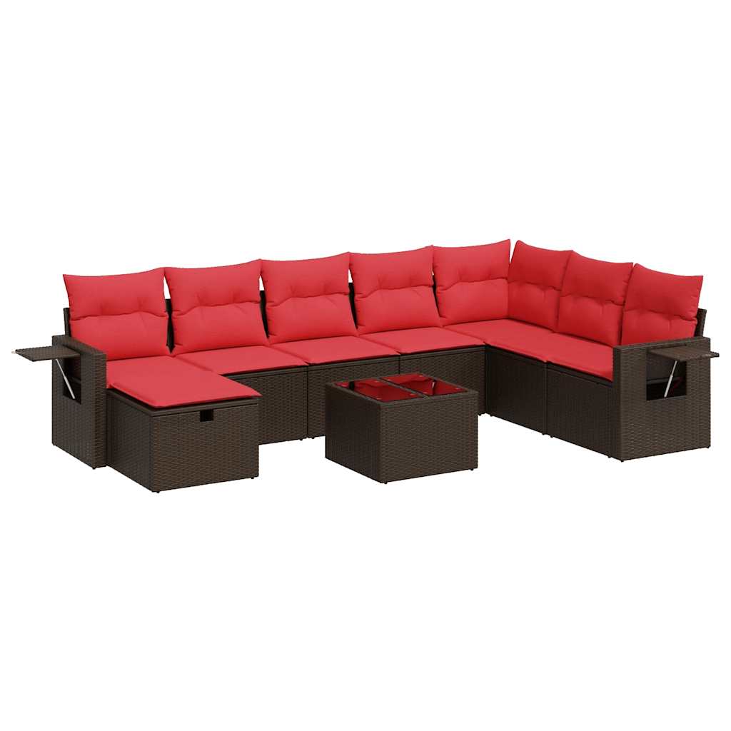 Thumbnail - vidaXL 9-tlg. Garten-Sofagarnitur mit Kissen Braun Poly Rattan