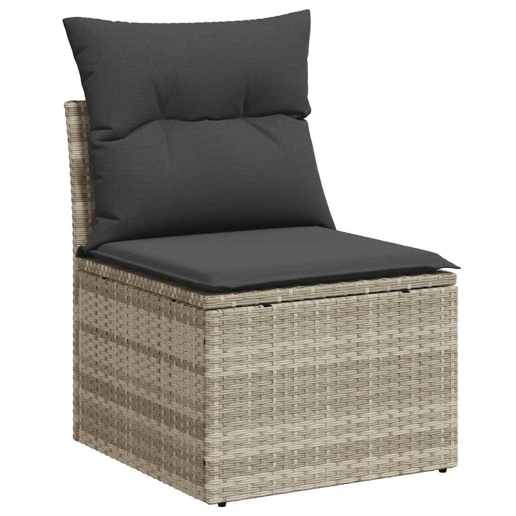 vidaXL 4-delige Loungeset met kussens poly rattan lichtgrijs